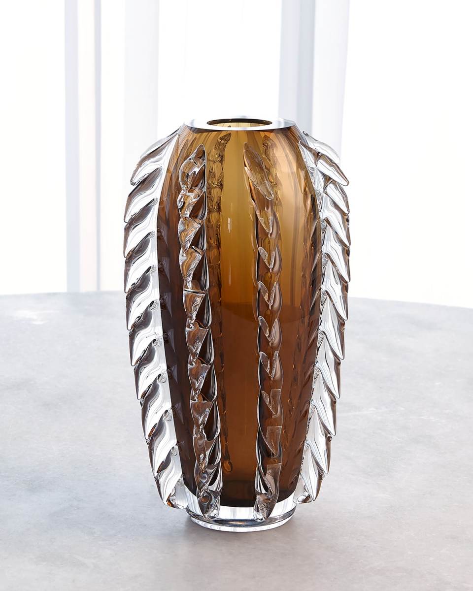 Fringe Mouth-Blown Glass Vase